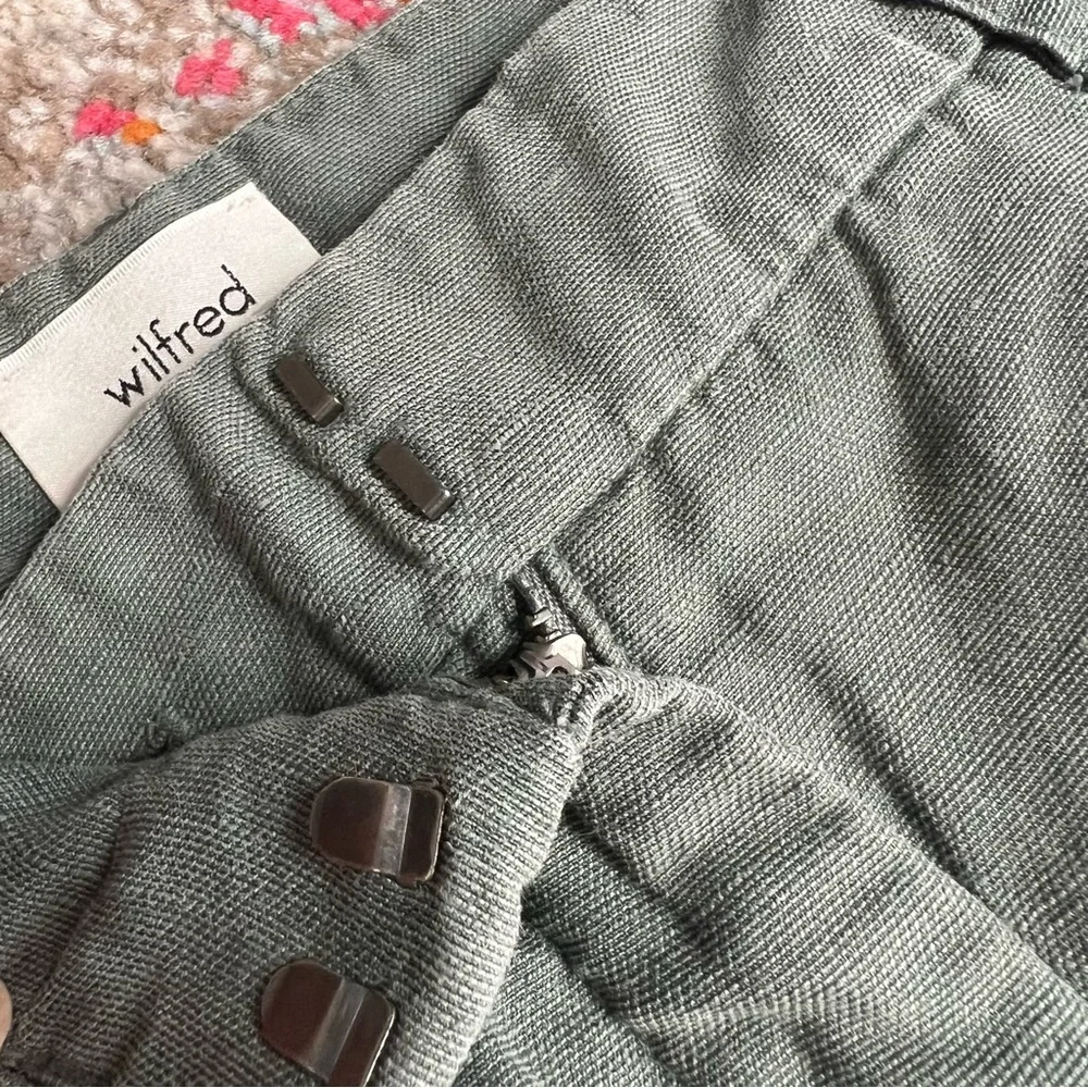 Wilfred Aritzia Green Linen Culottes Wide Leg‎ Cropped Pants 0